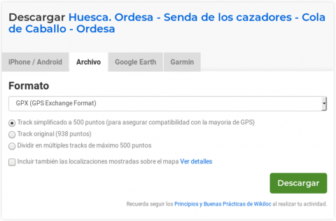 Descargar track en archivo desde Wikiloc Descargar track en archivo desde Wikiloc
