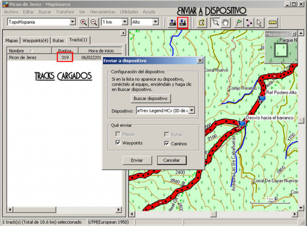 Tracks en MapSource