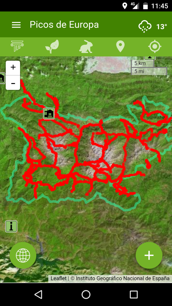 Aplicación móvil de la red de parques nacionales de España