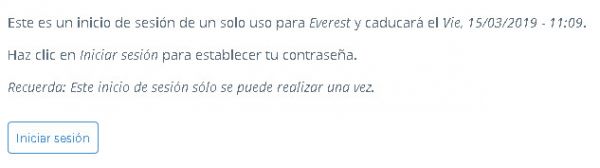 Recuperar contraseña inicio de sesión de un solo uso