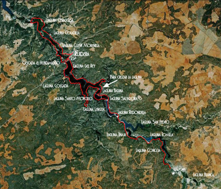 Lagunas de Ruidera - Mapa de rutas