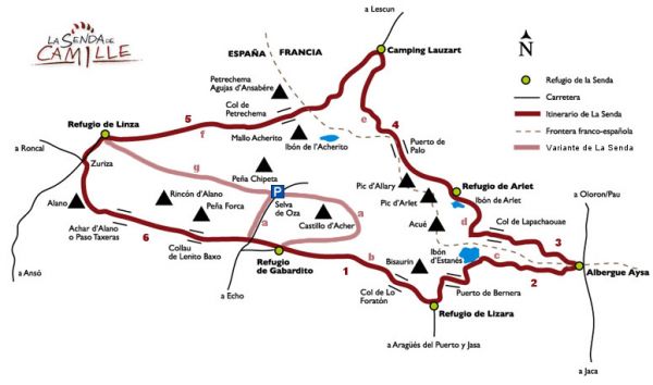 Mapa orientativo de la Senda de Camille