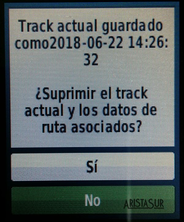 Garmin eTrex suprimir track log despues de guardar