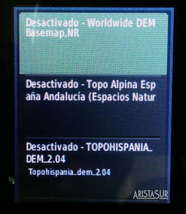 Lista mapa GPS Garmin eTrex