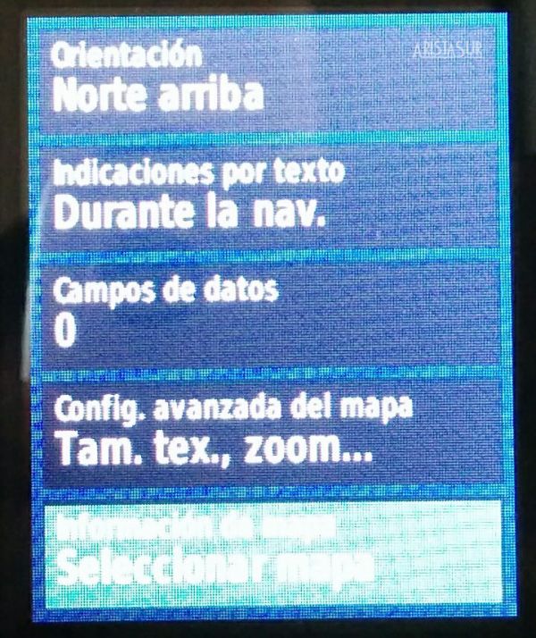 Opciones mapa GPS Garmin eTrex