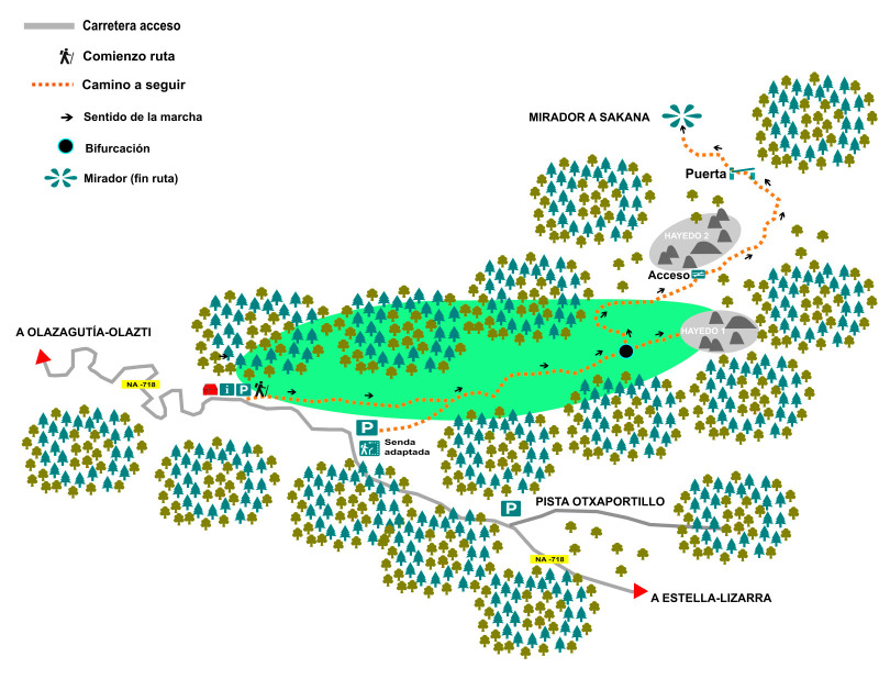 Mapa hayedo encantado sierra de Urbasa
