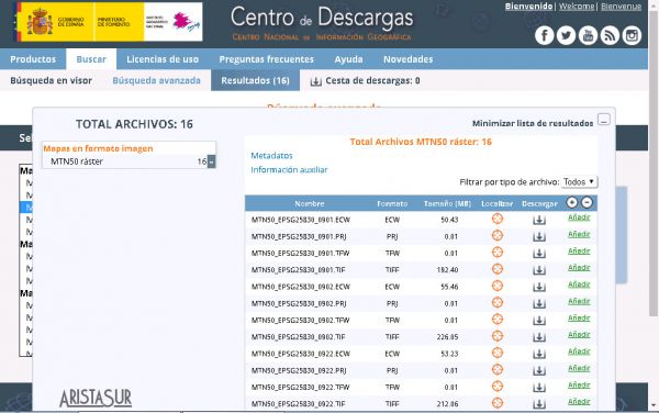 IGN Centro de Descargas Resultados