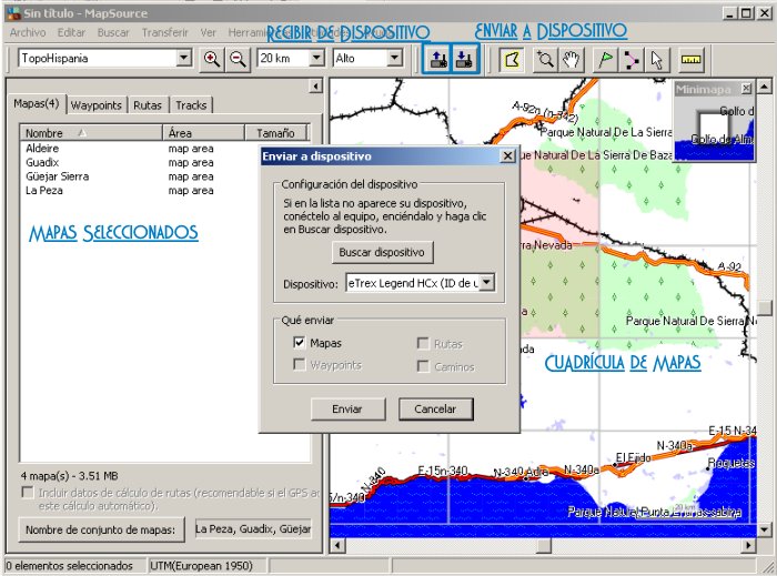 Enviar mapas a dispositivo desde MapSource