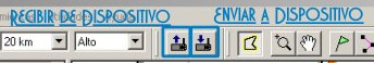 Botones recibir y enviar en MapSource