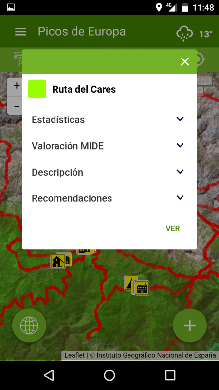 Aplicación Parques Nacionales de España - Rutas detalles