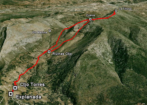 Perfil 3D de la subida a la Tiñosa