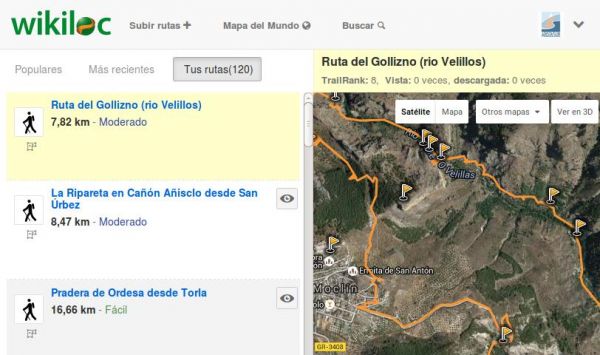 Rutas en mi perfil de Wikiloc